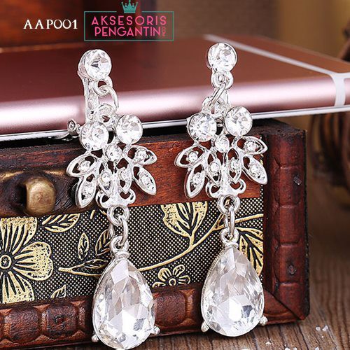 [READY STOCK] ANTING PENGANTIN AKSESORIS WEDDING BRIDAL CRYSTAL AAP001