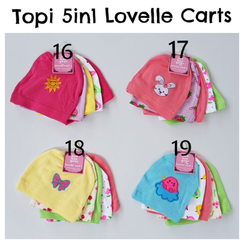 Topi Bayi Baru Lahir Newborn Baby Hat 5in1 Isi 5 pcs