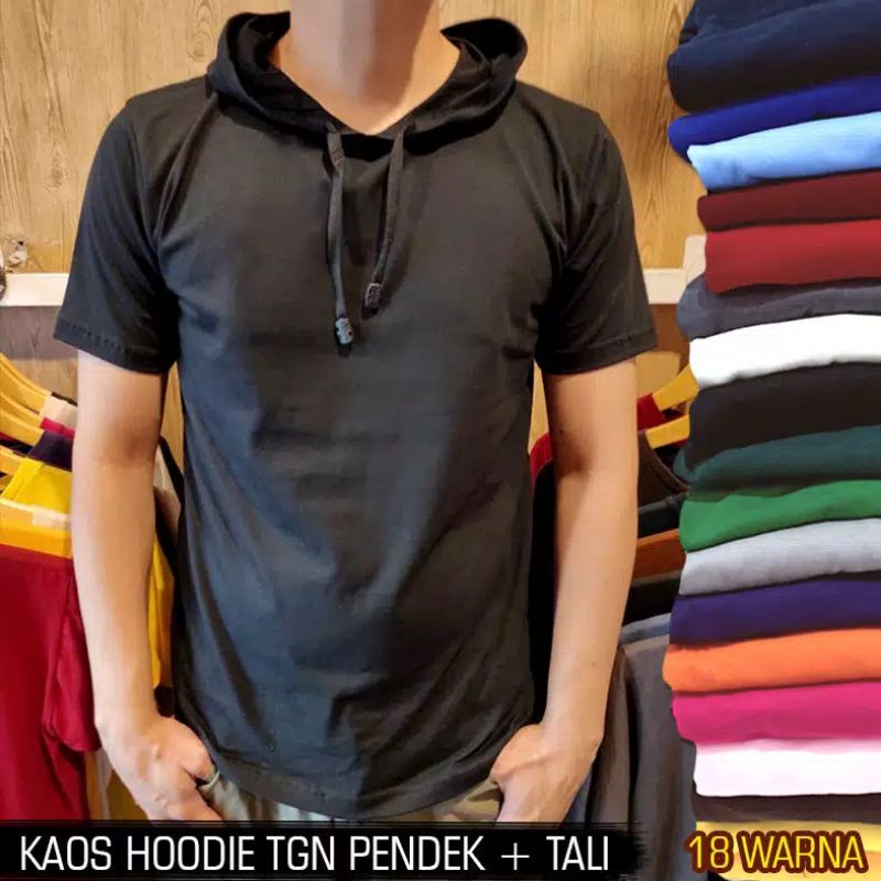 Kaos polos hoodie pria wanita import lengan pendek &amp; lengan panjang