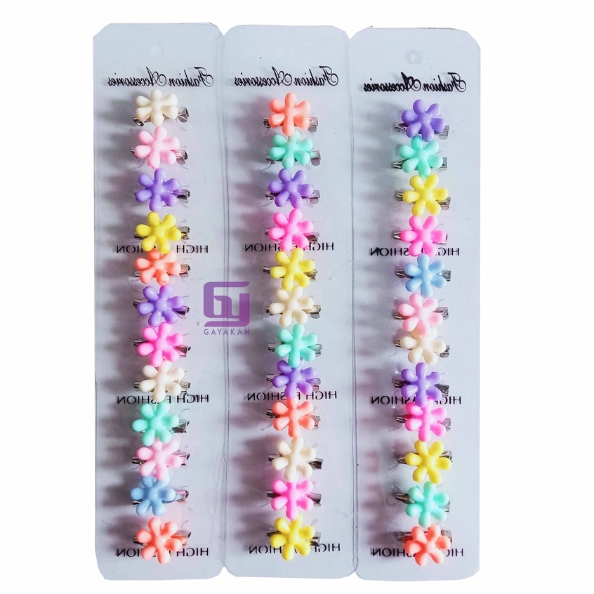 1 Lusin (12 pcs) Bros Dagu seri Flower Kecil Warna