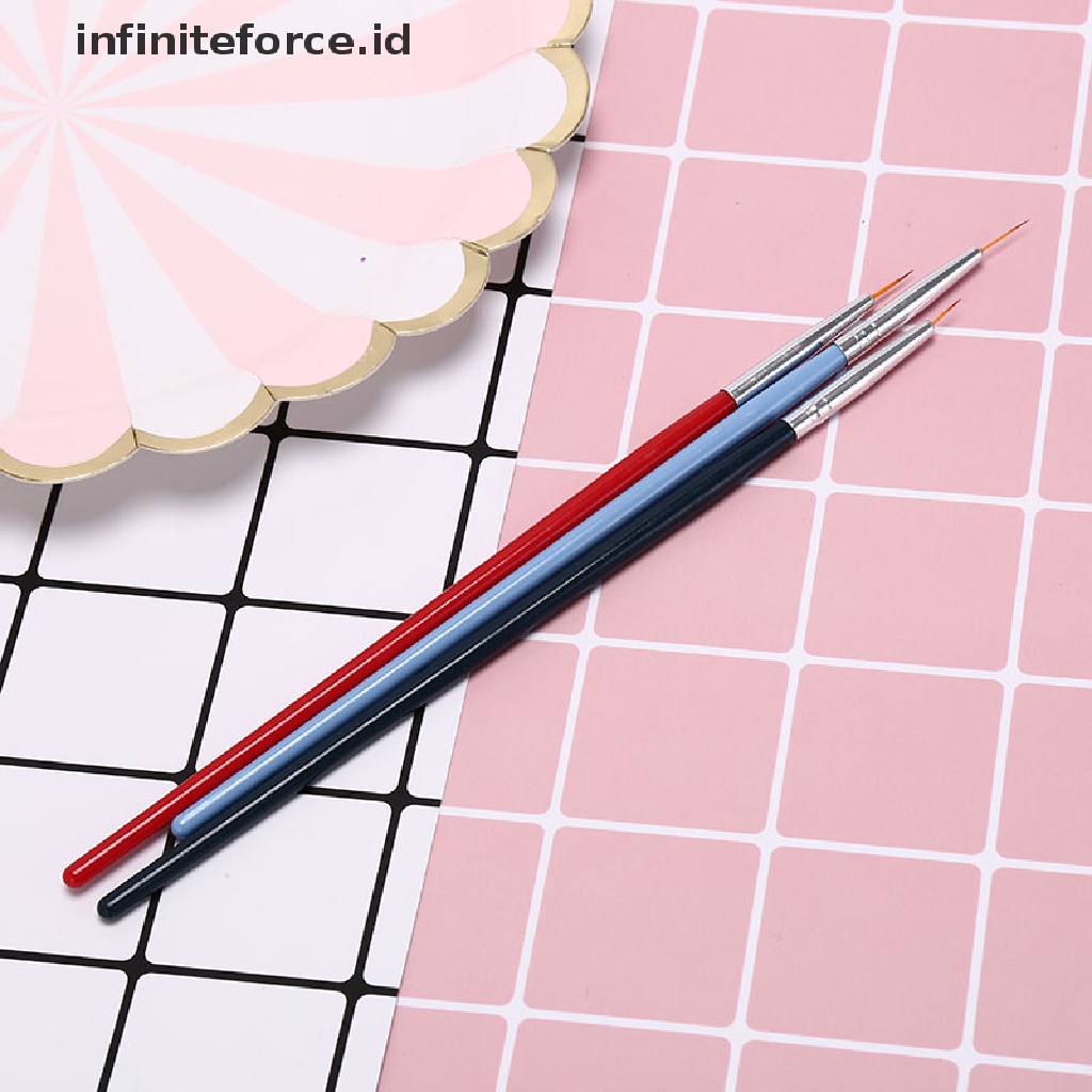 Infiniteforce.id 3pcs / Set brush pen liner Gambar Garis ultra Tipis Untuk nail art / manicure diy