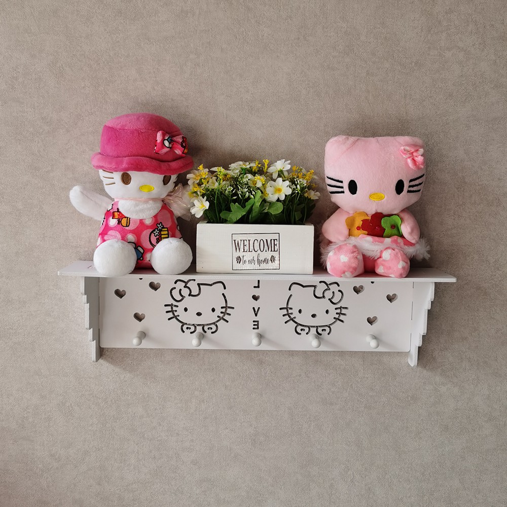 Decorative Rack rak Shabby chic (dengan 5buah hook gantungan) Motif miss you