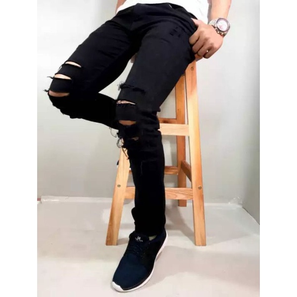 CELANA SOBEK PRIA RIPPED JEANS ROBEK STANDAR REGULER BASIC 27-38 ( COD)