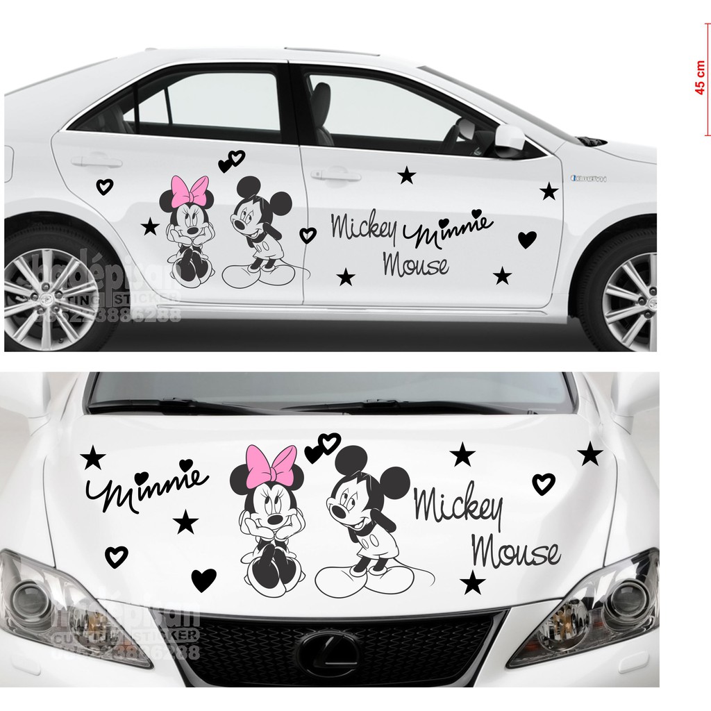 Stiker Mobil Mickey Mouse Minnie Cutting Sticker Body Kap Mobil Shopee Indonesia