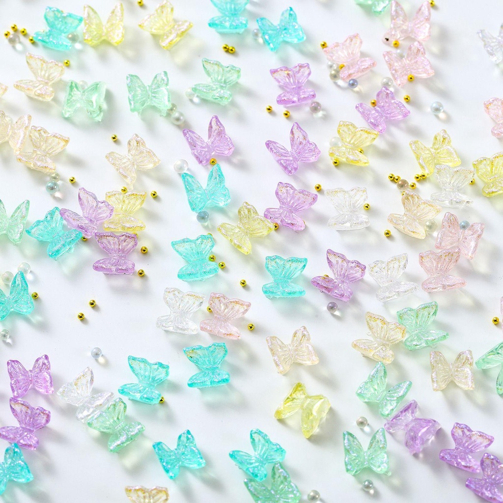 MXBEAUTY Kupu-kupu Kuku Perhiasan DIY Warna-Warni Gaya Jepang Nail Art Aksesoris Aurora Glitter Manicure DIY Dekorasi Kuku