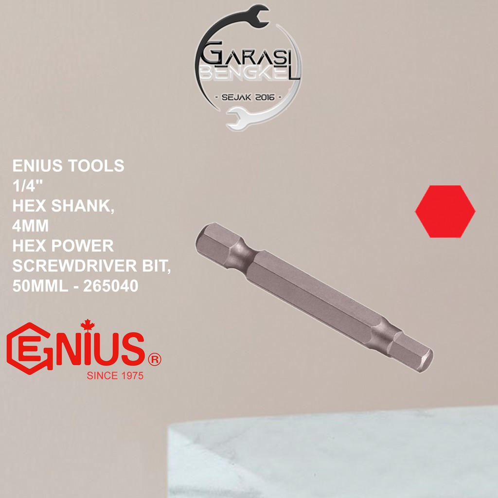 Genius Tools 1/4" Hex Power Screwdriver Bit 4mm Mata Obeng 50mm