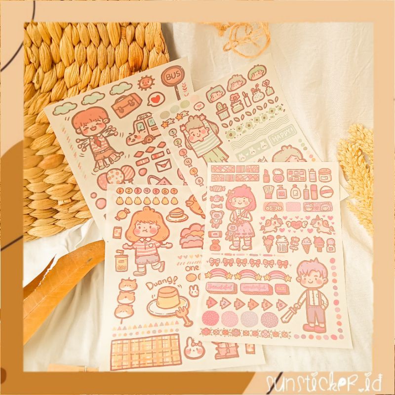 

Sticker daily cooking, Shoping dsb stiker gaya Korea bentuk boy dan girl perempuan dan laki laki