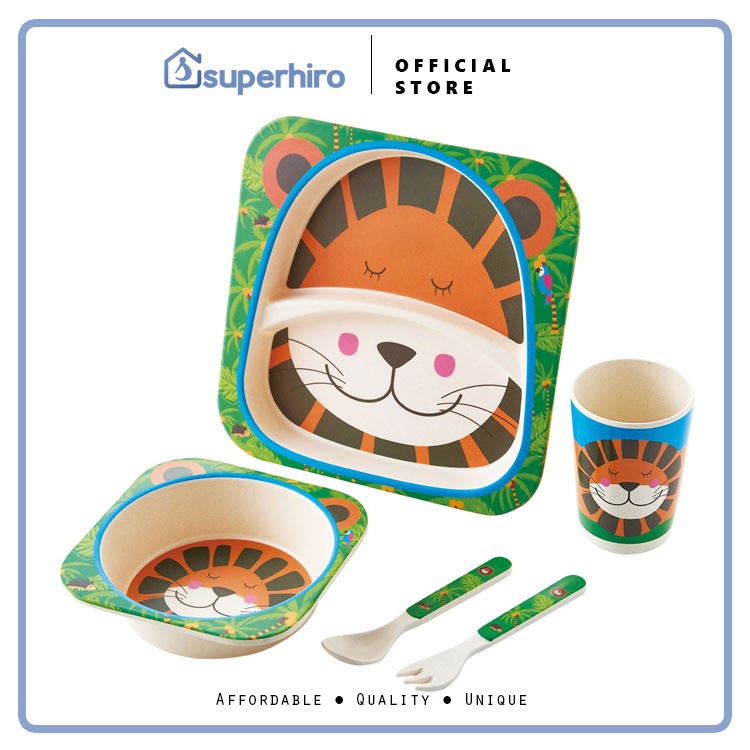 Eco Bamboo Fiber Feeding kids Set / Peralatan makan Anak / Kado Hadiah