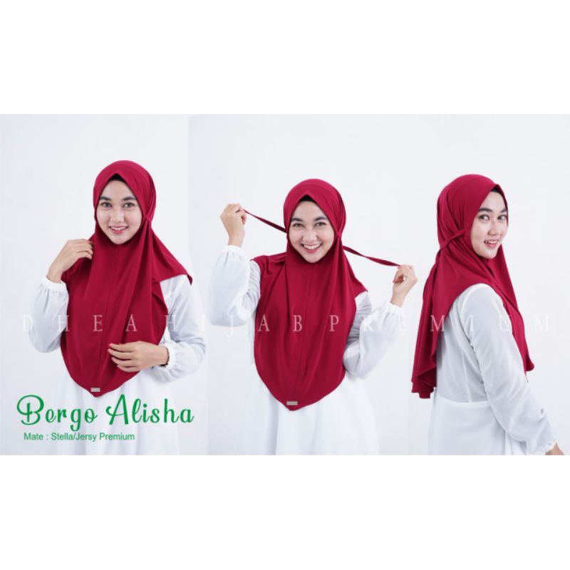 Jilbab bergo tali tanpa pet, kerudung tali, jilbab tali