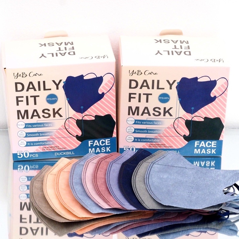 MASKER DUCKBIL Y&B MIX WARNA WARNI (50pcs)-Warna(Y&B)