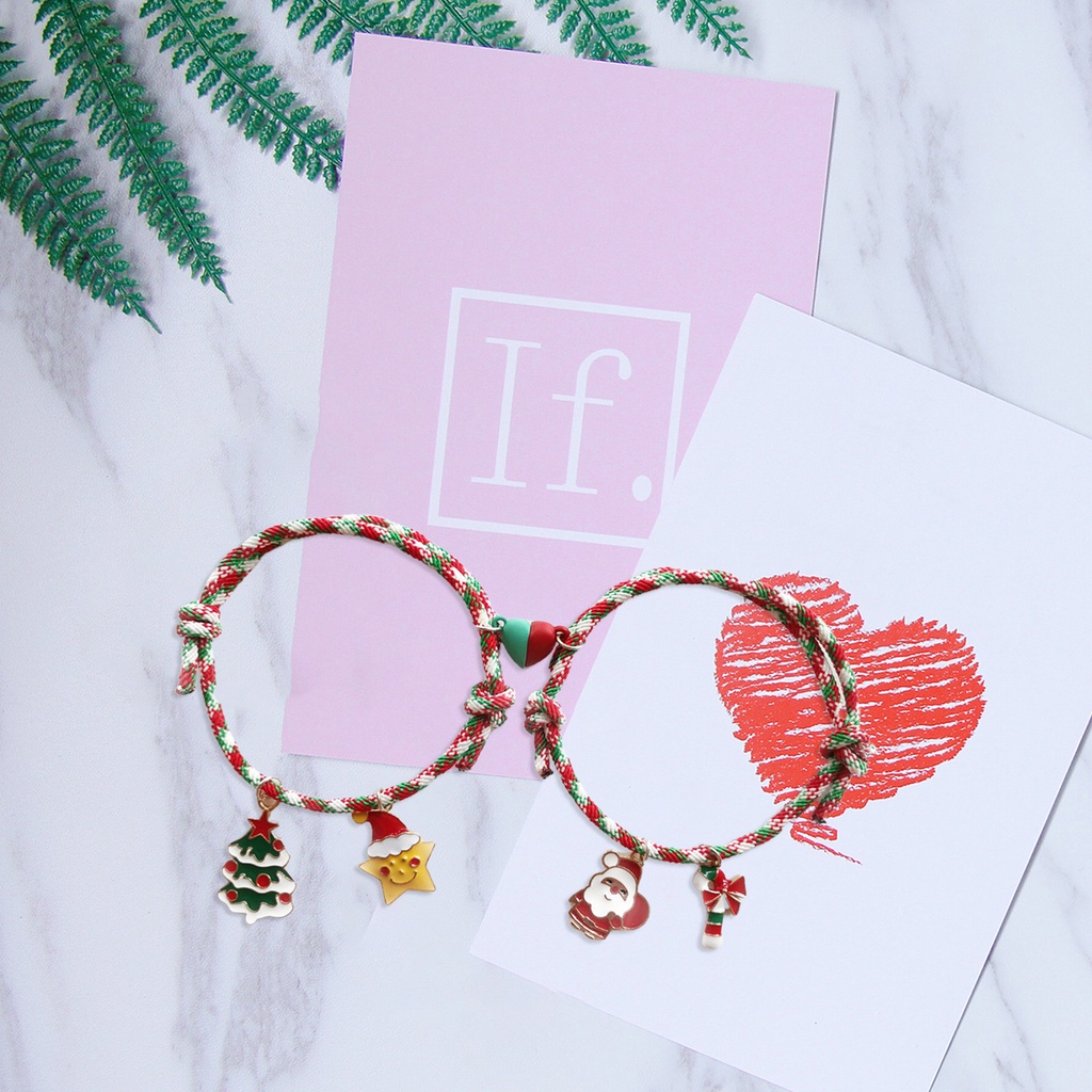 Hu Hu Hu Hu Hu Alat Bantu Pasang Kacamata♡ 1 Pasang Gelang Rantai Magnetik Adjustable Desain Santa Claus Untuk Hadiah Ulang Tahun