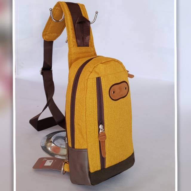 Tas Pria Slempang Selempang Slingbag Sling Bag Kulit Kanvas Canvas