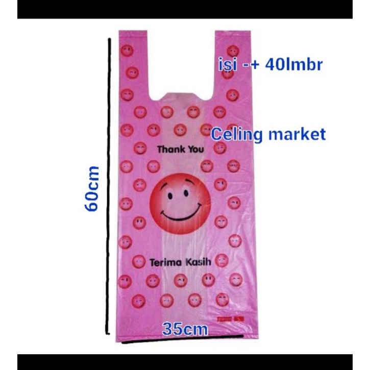 kantong plastik kresek asoi MOTIF SMILE warna besar jumbo MEGA HD35 uk 35