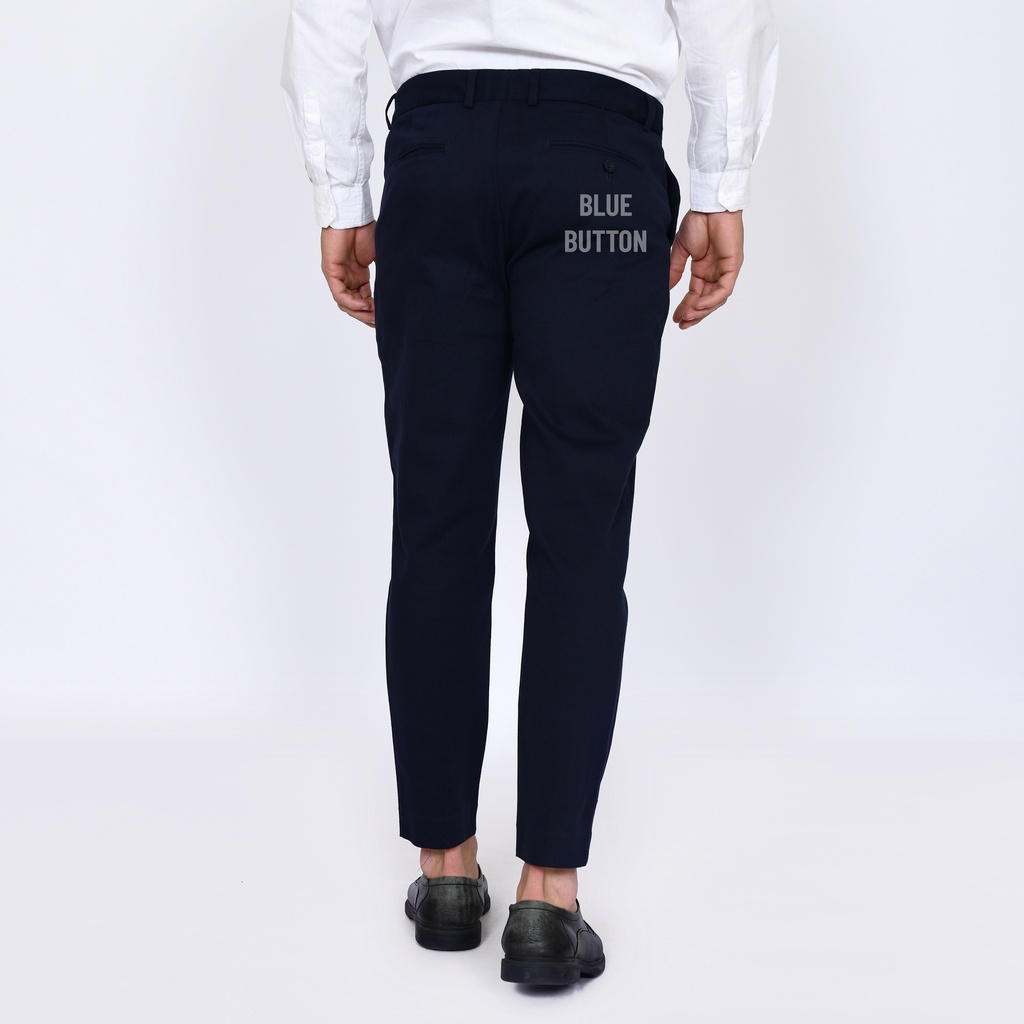 BlueButton Smart Chino Ankle Pants Slim Fit Kekinian Celana Panjang Chino Formal Kerja - Navy