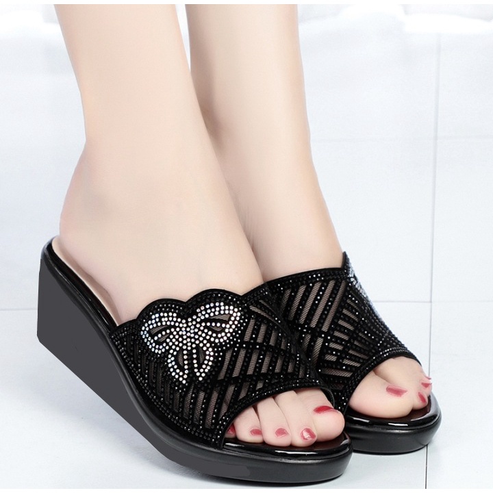 VIOLA Sandal Wedges Wanita Motif Kupu Kupu LY 27