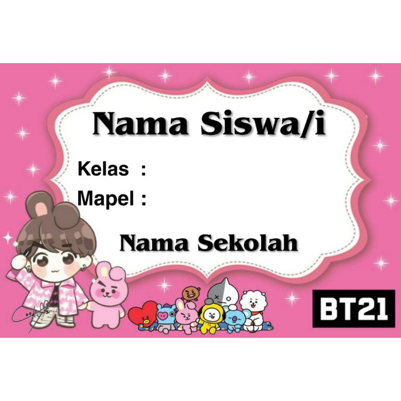 

(ISI 50 PCS) LABEL BUKU SEKOLAH ANAK MOTIF BT21