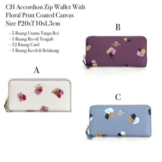 Jual Coach Long Wallet Accordion Zip Wallet With Heart Floral Print C3287 Indonesia Shopee Indonesia
