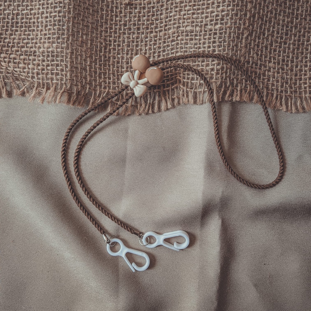 Tali Strap Masker Hijab Kalung Masker Clay Coklat Lucu