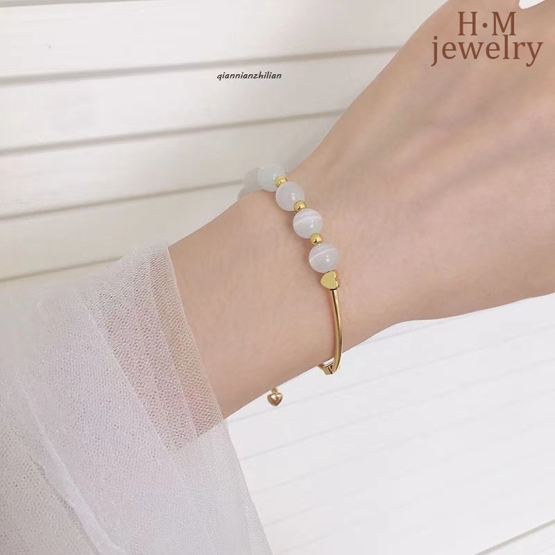 Gelang Opal Bentuk Hati Gaya Simple