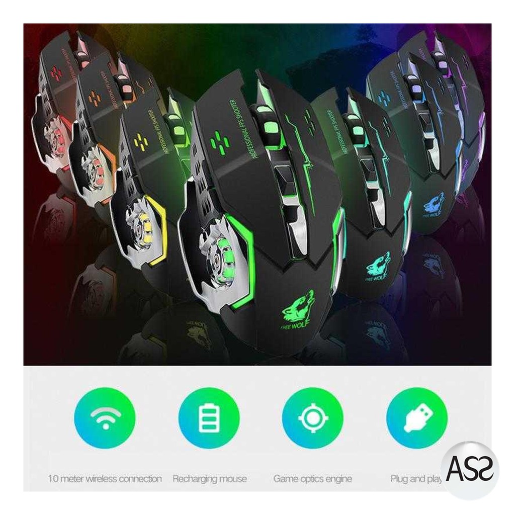 ASS Shop - Free Wolf Wireless Gaming Mouse LED Light 1800 DPI - X8