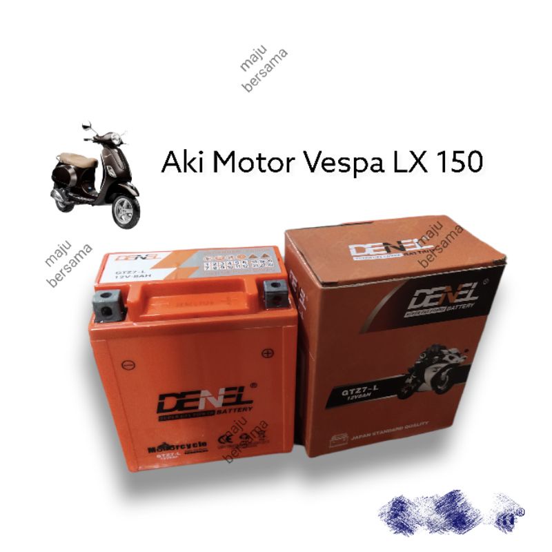 Jual Aki motor Vespa Lx 150 GTZ7-L Aki Kering Denel Japan Aki kering
