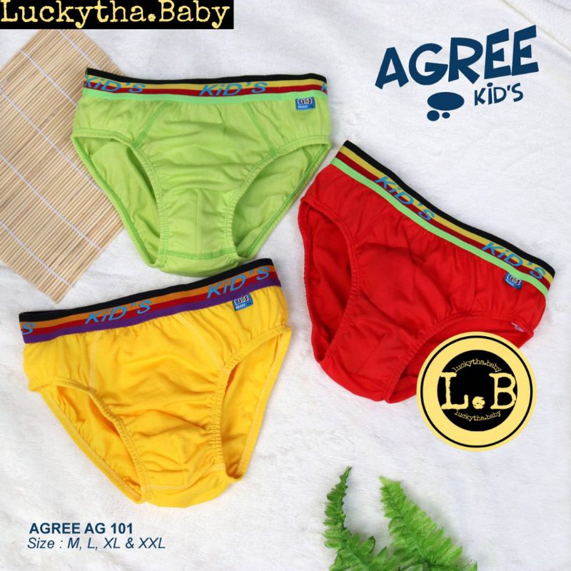 3pc_ CD agree kid's 101 karet boxer anak usia 3-7 tahunan/ celana dalam anak  agree karet boxer