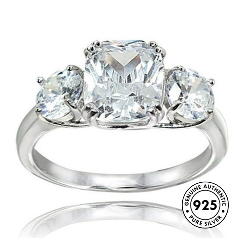 Cincin S925 Silver Hias Berlian Gaya Elegan Untuk Wanita