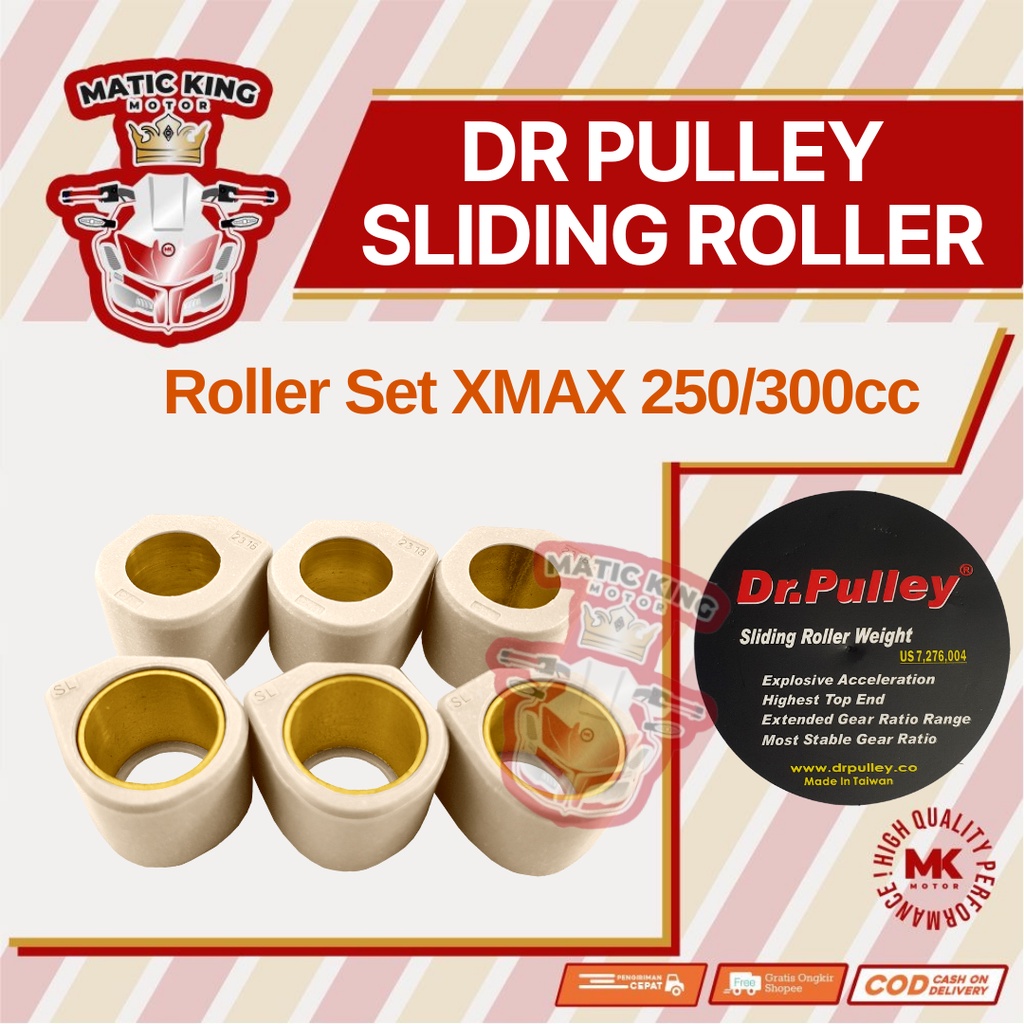 Dr Pulley Sliding Roller roler Yamaha XMAX 250 300 cc 2318 11gr 12gr 13gr 14gr 15gr