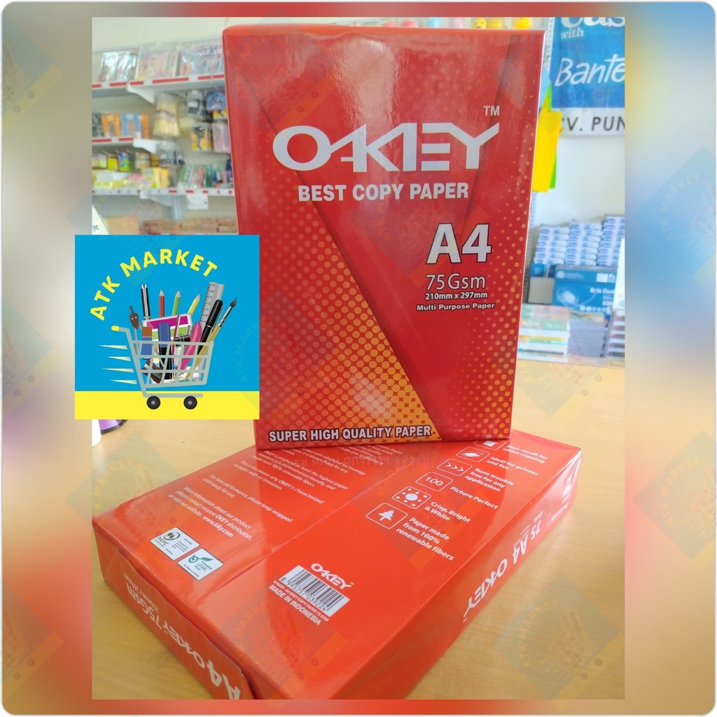 

Kertas A4 Foto Copy HVS 75 gr / 75 gsm / 75 gram OAKEY / OKEY (KIKY GROUP)