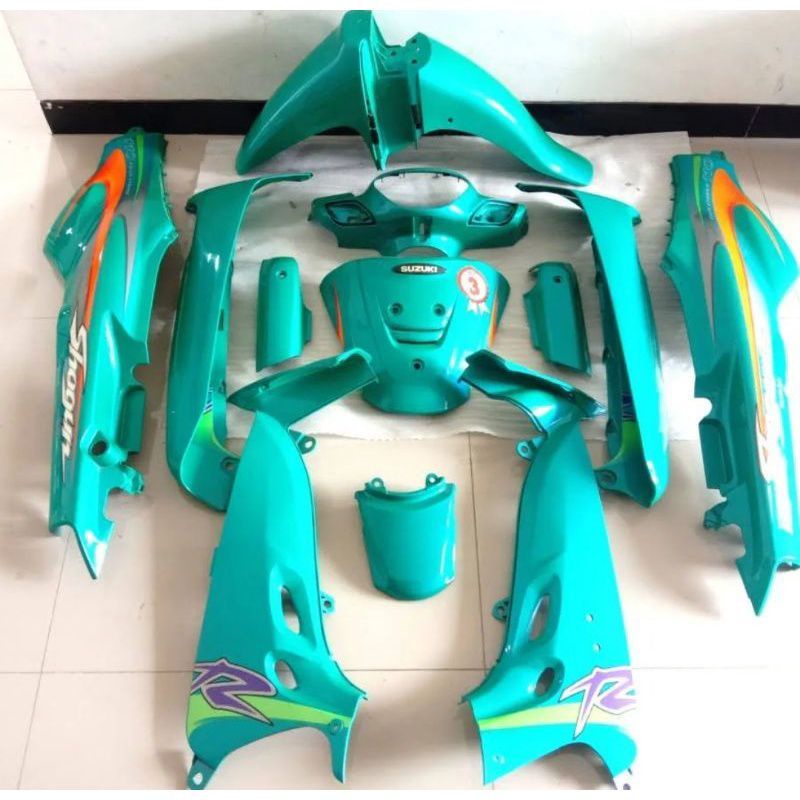 cover body halus suzuki shogun r 110 warna hijau tosca