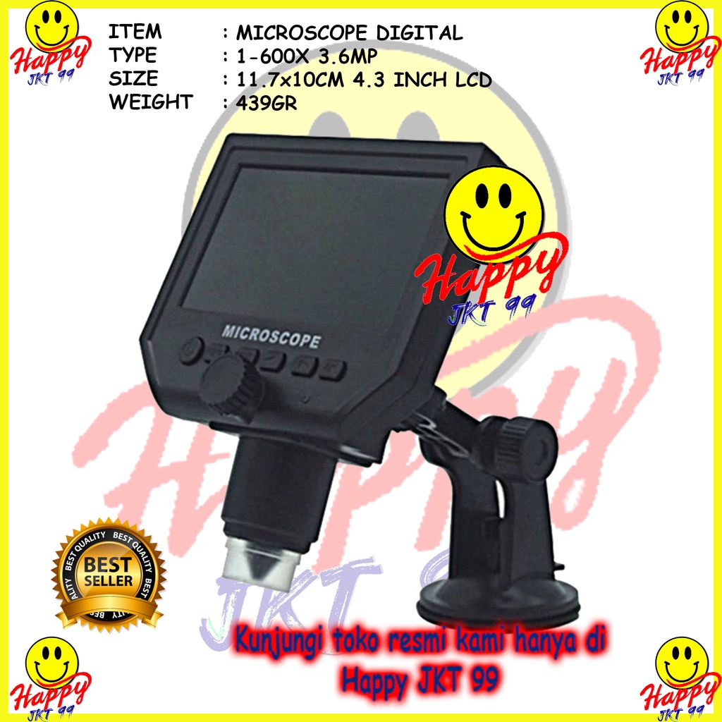 [ HAPPY JKT 99 ] MICROSCOPE DIGITAL LCD 1-600X 1 600X MICROSCOPE DIGITAL USB 10MP DIGITAL MIKROSKOP DENGAN MONITOR HD STAND