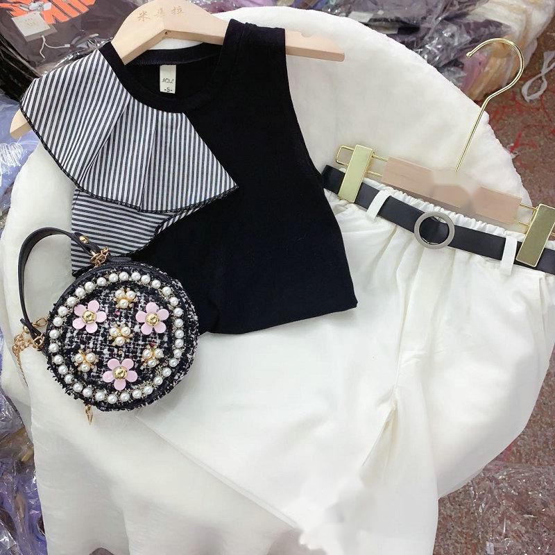 setelan baju anak perempuan asimetris import + celana kulot free belt 1 s/d 6 tahun-3