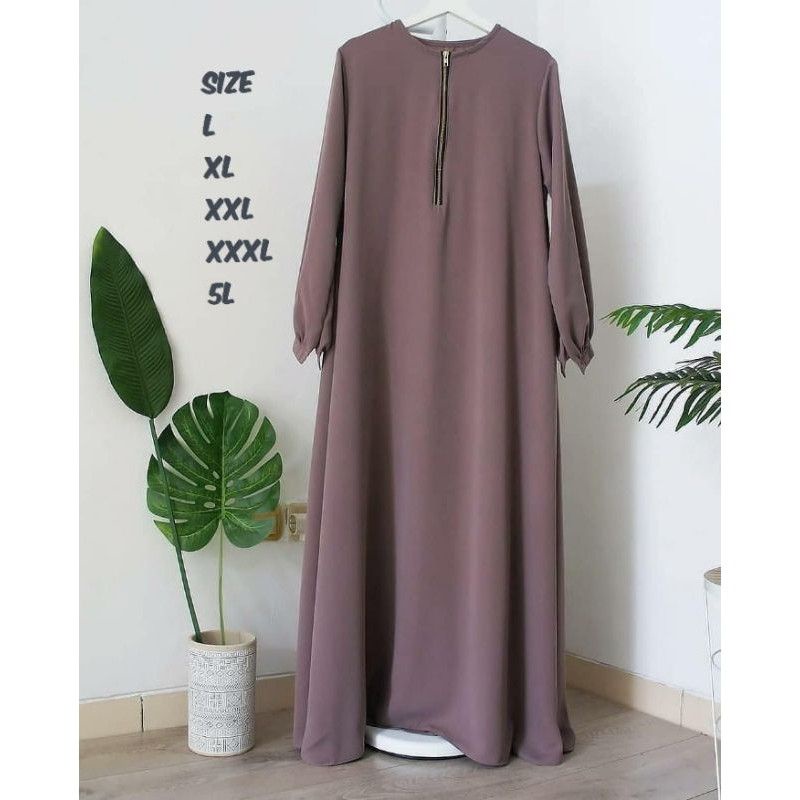 GAMIS RAISA POLOS JUMBO UP TO LD 140 BAHAN MOSCRAPE HALUS-Raisa Dusty
