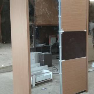  lemari  pakaian  kayu  jumbo duco HPL pintu sliding kaca 