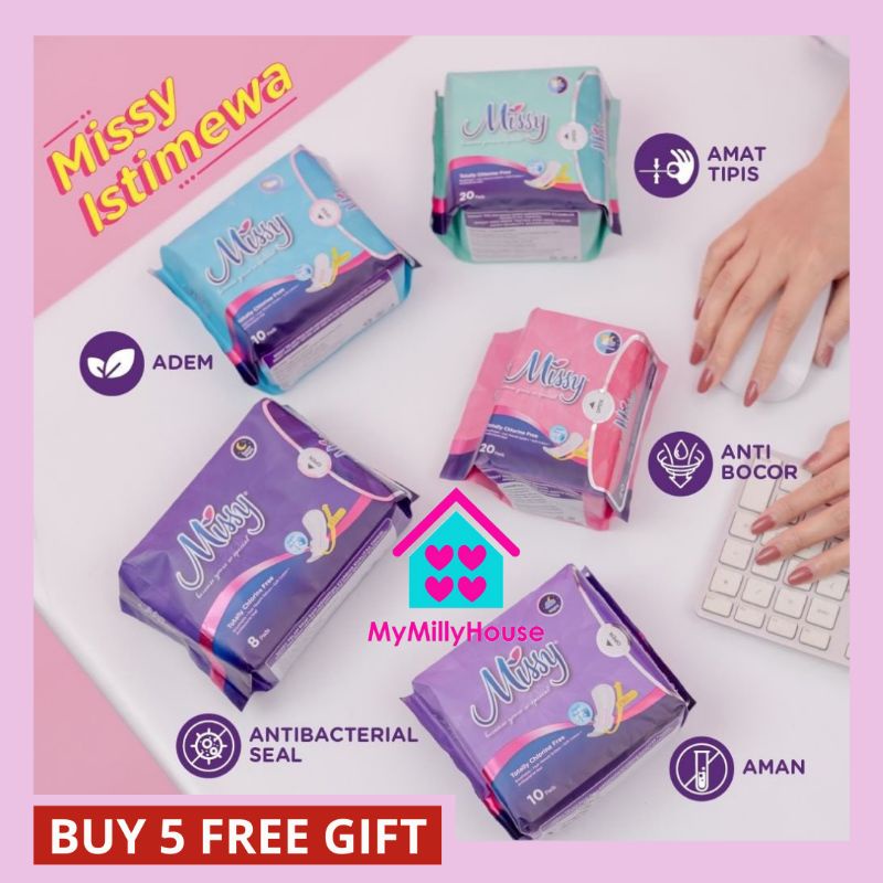 [Beli 5 Free Gift] Missy Pembalut Kesehatan Wanita DAY NIGHT Anti Bakteri Jamur
