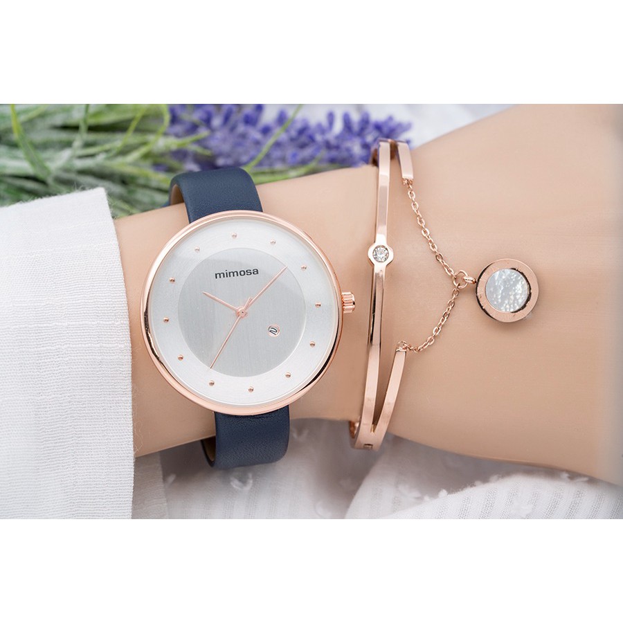 JAM TANGAN MIMOSA ORIGINAL 2103 TALI KULIT FREE GELANG