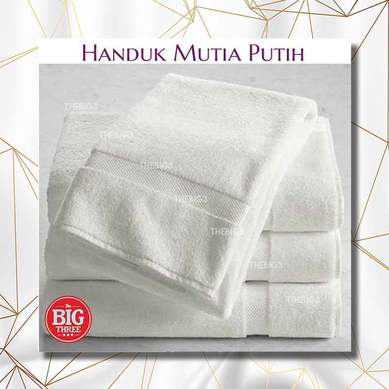 HANDUK Mutia 70x140 cm warna putih  - Lembut Katun Handuk Hotel - Cotton Towel White TBT