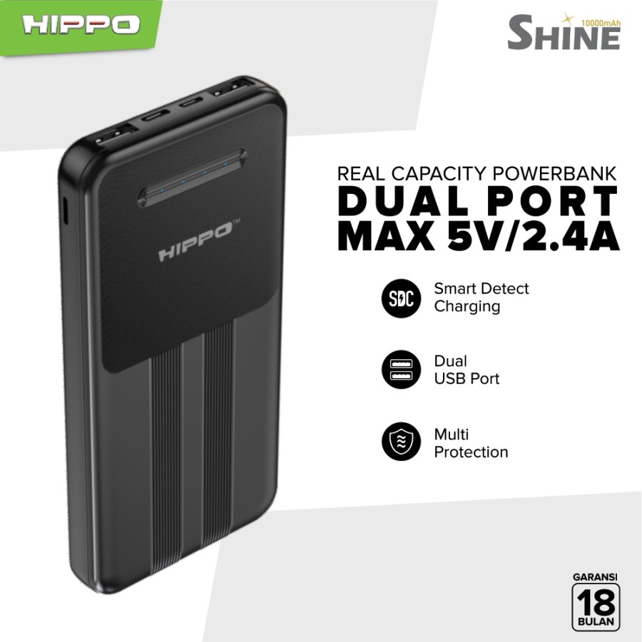 Hippo Shine Power Bank 10000 mAh Smart Detect Charging