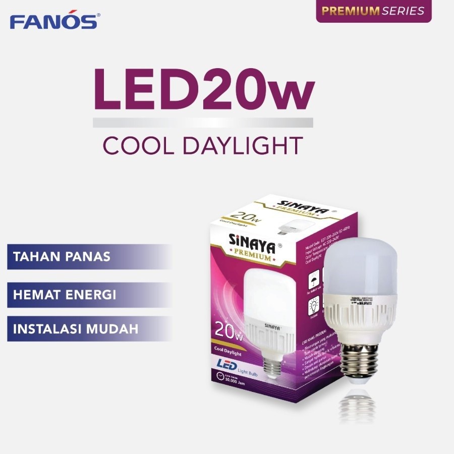 Sinaya Premium Lampu Led 20 Watt Paket 5 Pcs - Bohlam Murah 20W Isi 5 20Watt 20 W