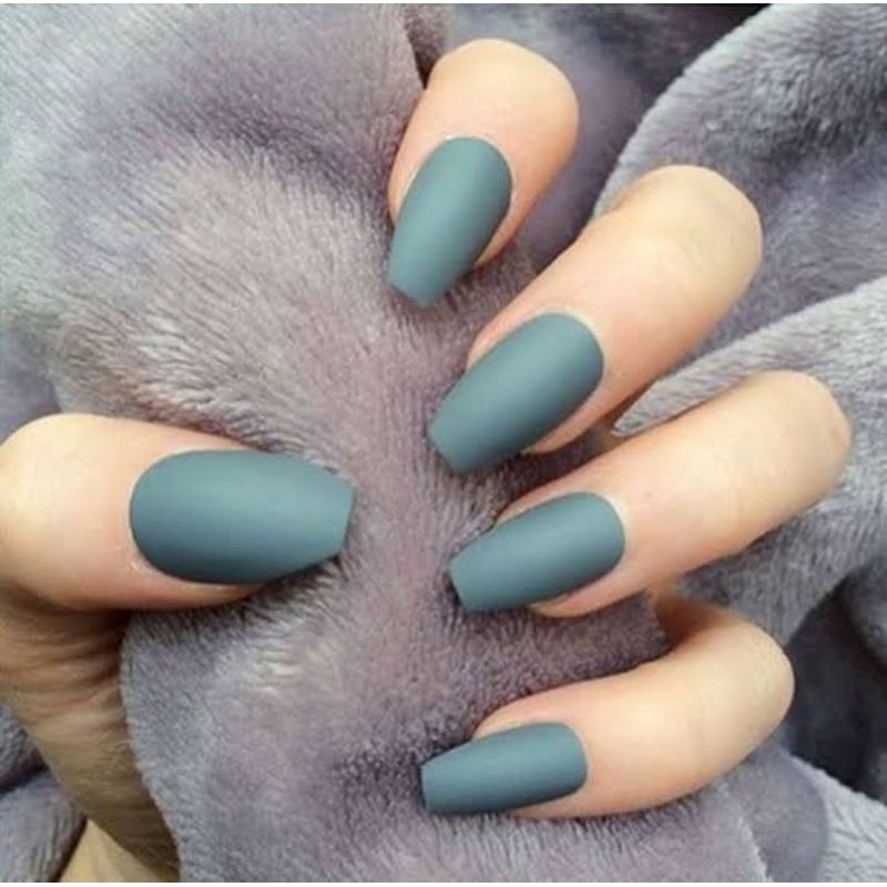 24 set Kuku Palsu Akrilik Premium Panjang Coffin Matte Korea