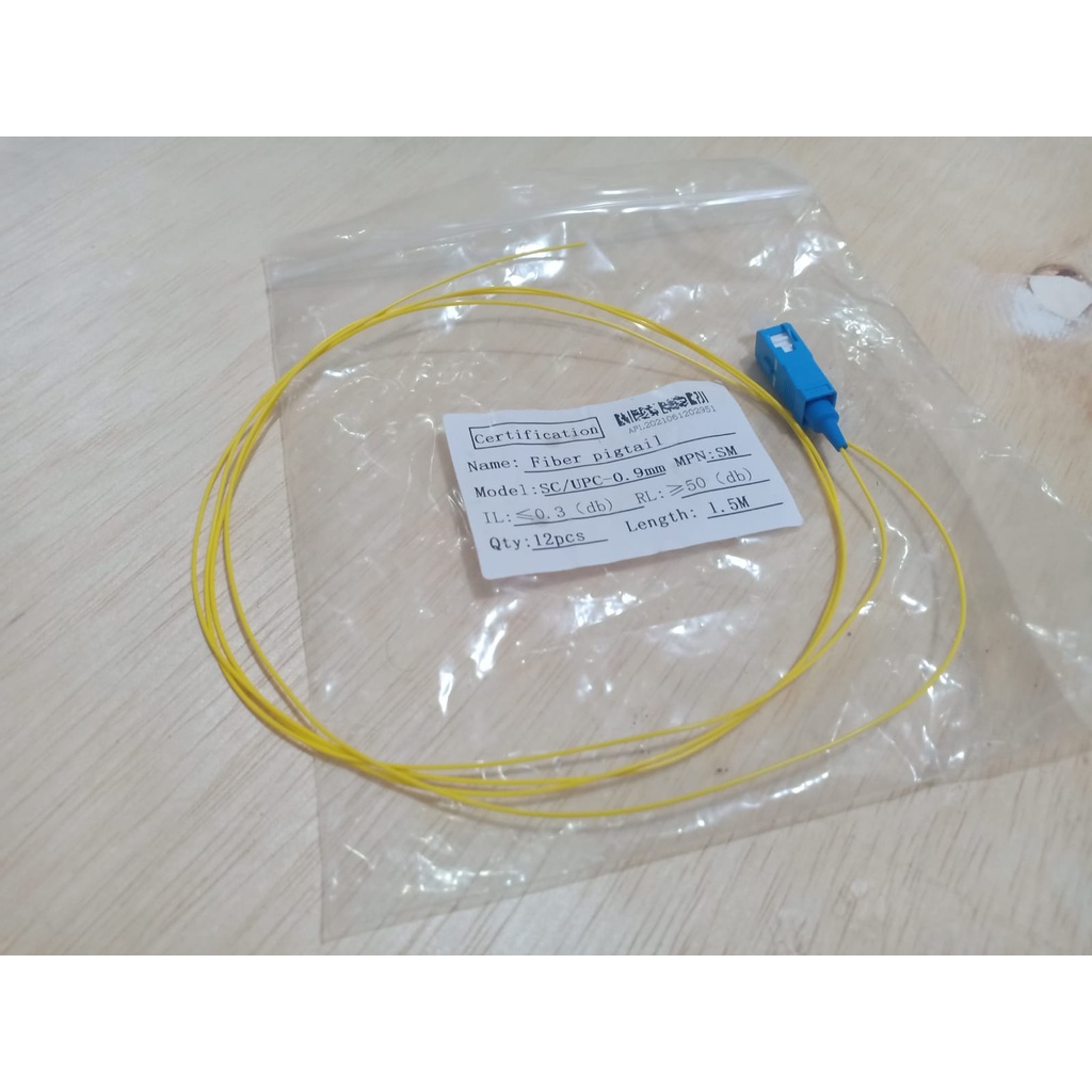 Pigtail SC UPC 0,9mm Single Mode/Panjang 1,5Meter Kabel Fiber Optik