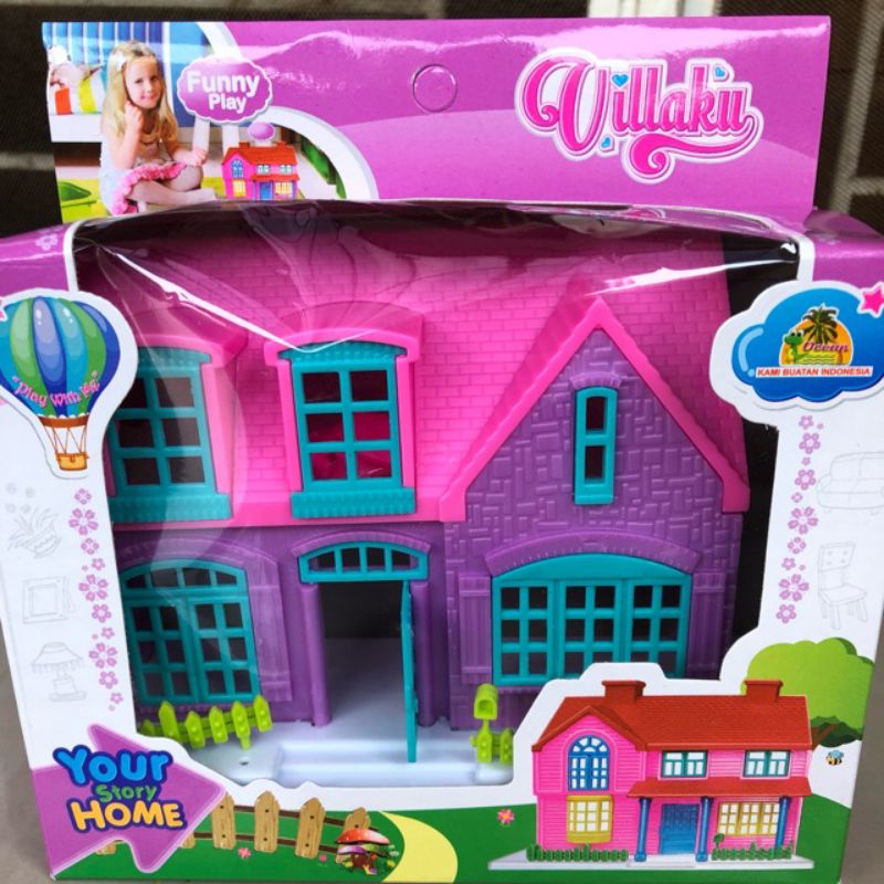 Mainan Anak Perlengkapan Rumah Rumahan Kecil Boneka Barbie Villaku -Rumah Boneka Barbie