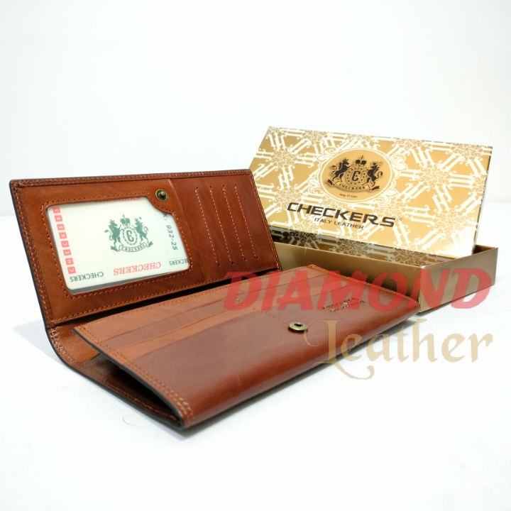 Dompet Checkers Model Panjang Kulit Sapi Asli Ori CK 25