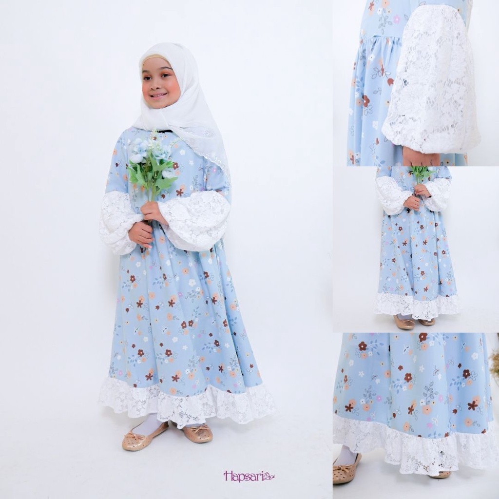 Hapsari - Rahima Dress Kids Korean | Gamis Bunga | Brokat Lace