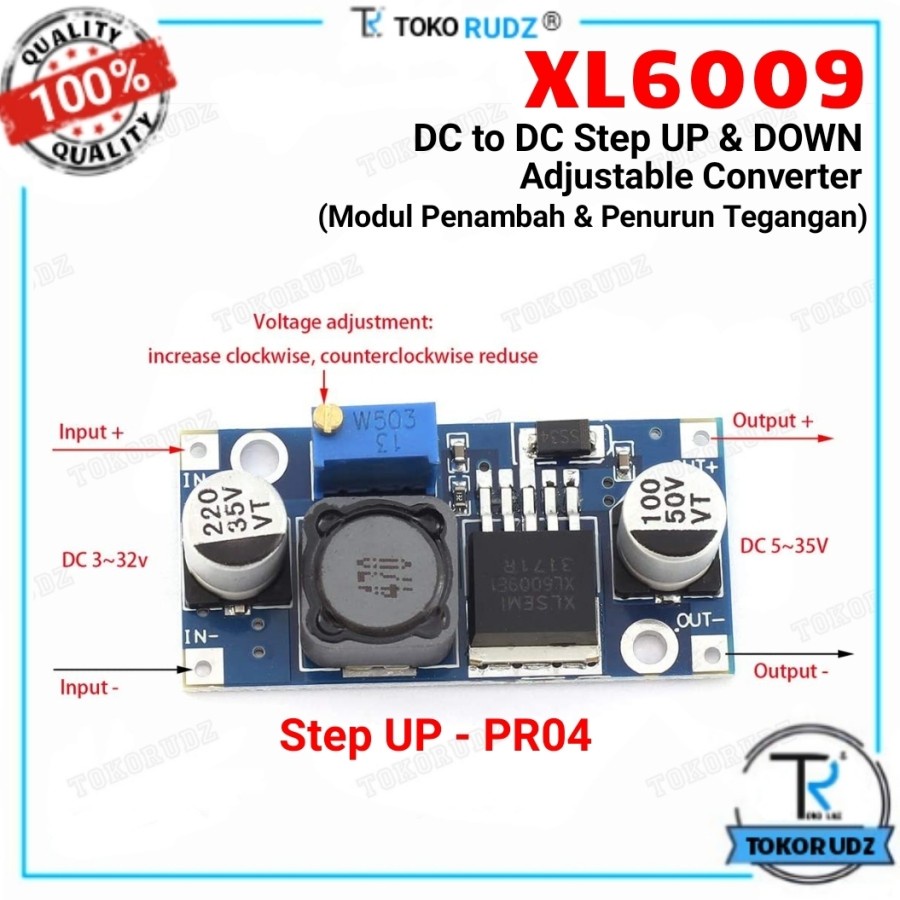 Step UP DOWN DC to DC XL6009 Modul Auto Adjust Buck Boost Penaik Penurun Tegangan