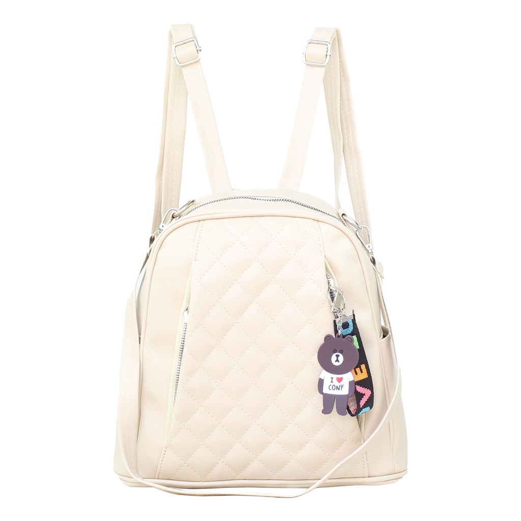 Tas Bag Tas Casual Backpack Wanita Saniza Cream Cantik Tas Fashion Ransel Cewek Bagus Tebal