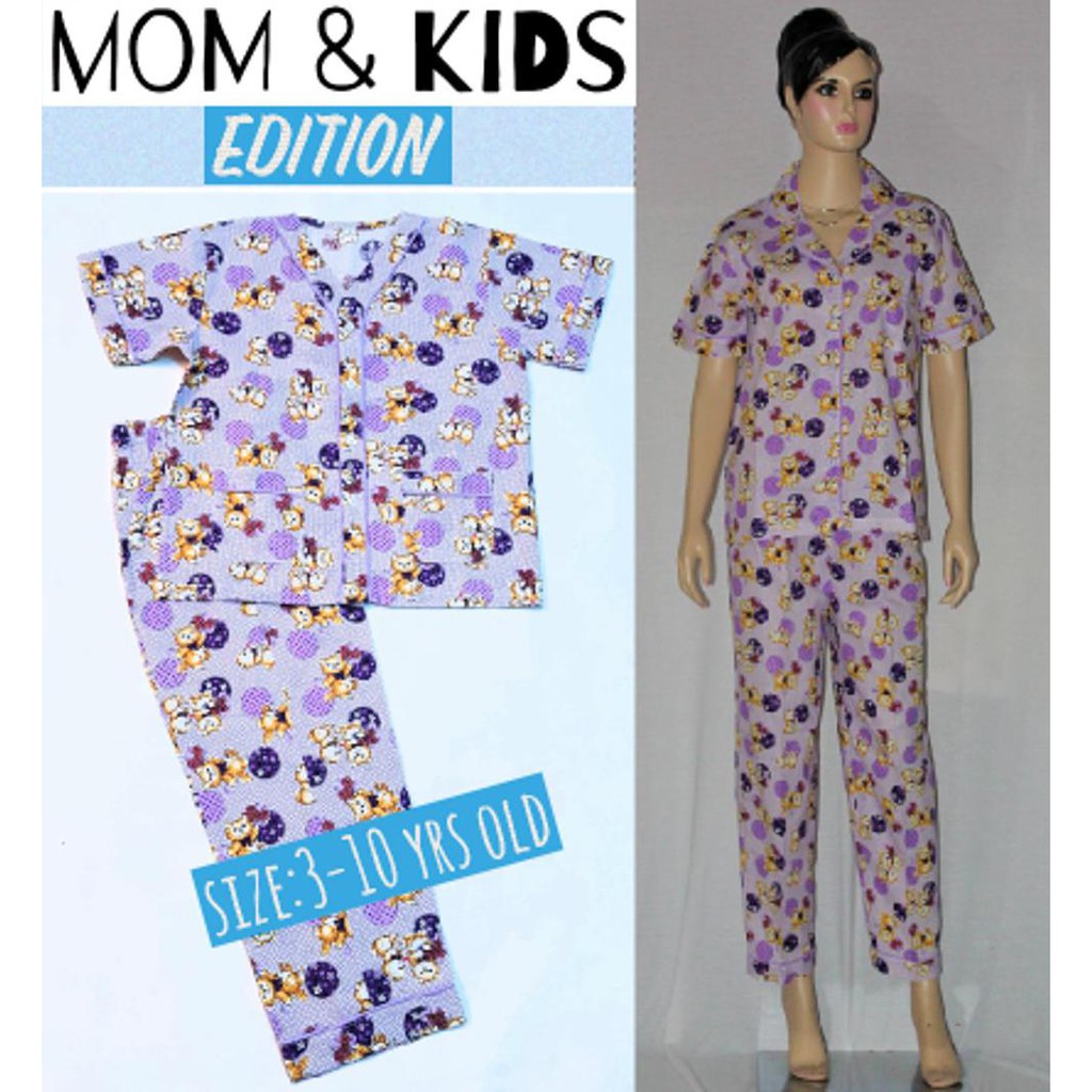 EXCLUSIVE BAJU TIDUR COUPLE MOM N KIDS BEAR N BALL LGN PDK CLN PJG PURPLE DISKON