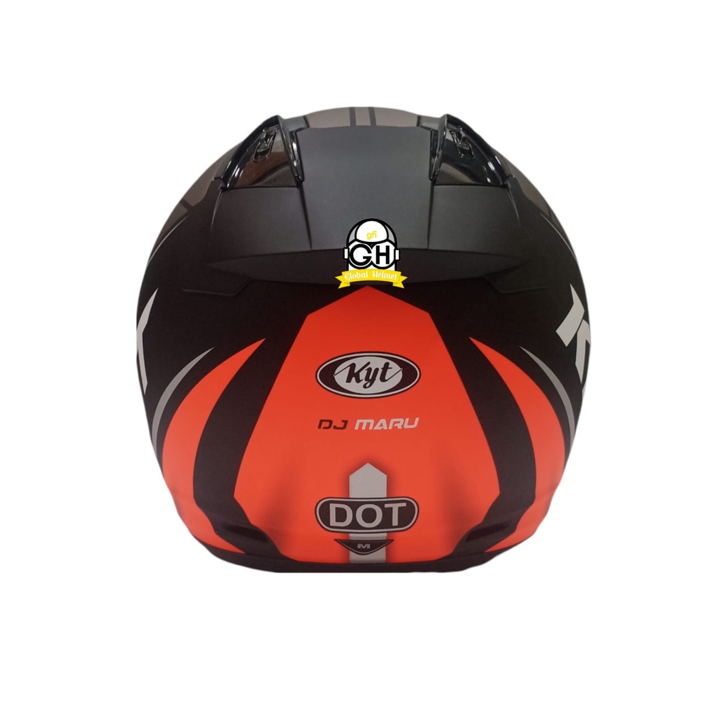 HELM HALF FACE KYT DJ MARU KYT DJMARU MOTIF #17 MATT BLACK RED FLUO