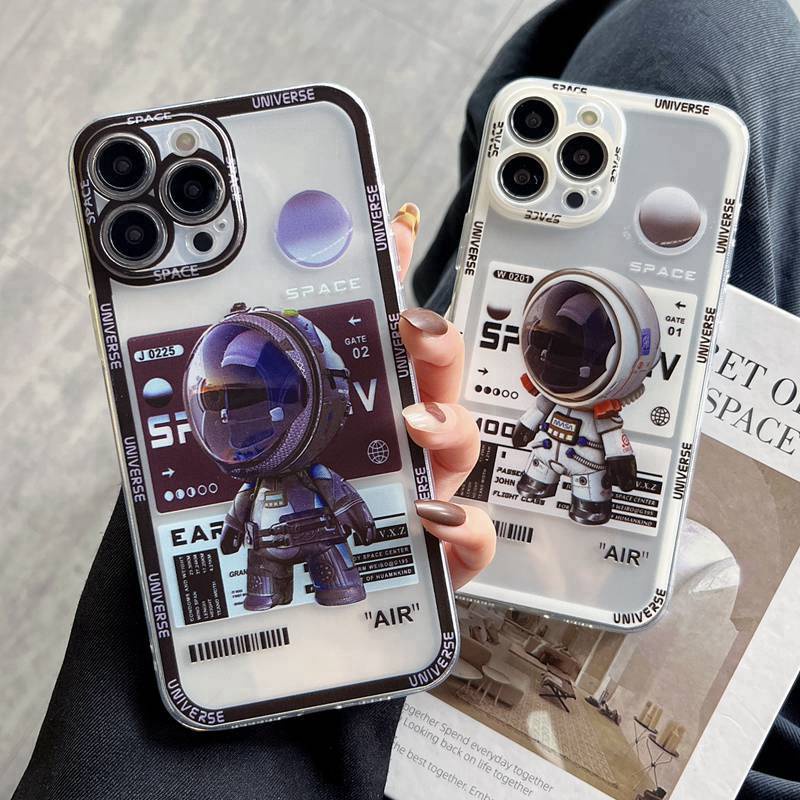 Fashion Space Astronaut Soft Case iP iPhone 11 12 13 Pro Max 6 6S 7 8 + Plus X XR SE 2020 XS Max Casing