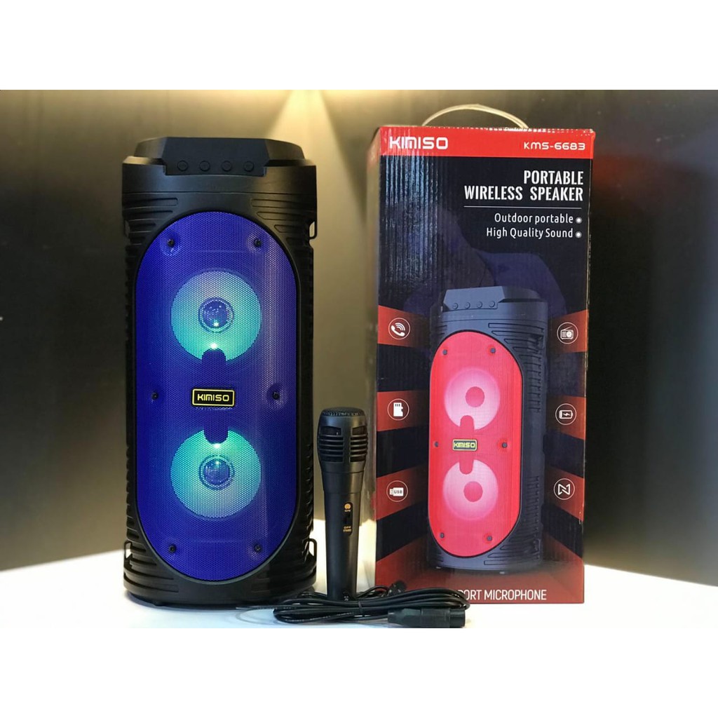 Speaker Microphone Bluetooth KIMISO KMS-6683 LED Karaoke Portable Wireless Stereo KMS 6683 + Mic